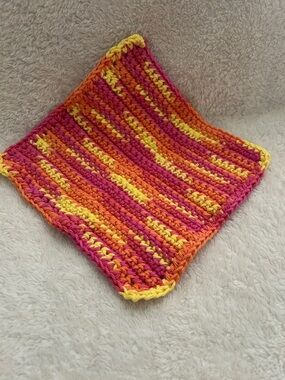 Handcrafted Women’s Crochet dishcloth - Pink Orange Yellow